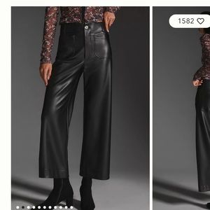 The Colette Cropped Wide-Leg Faux Leather Pants by Maeve
